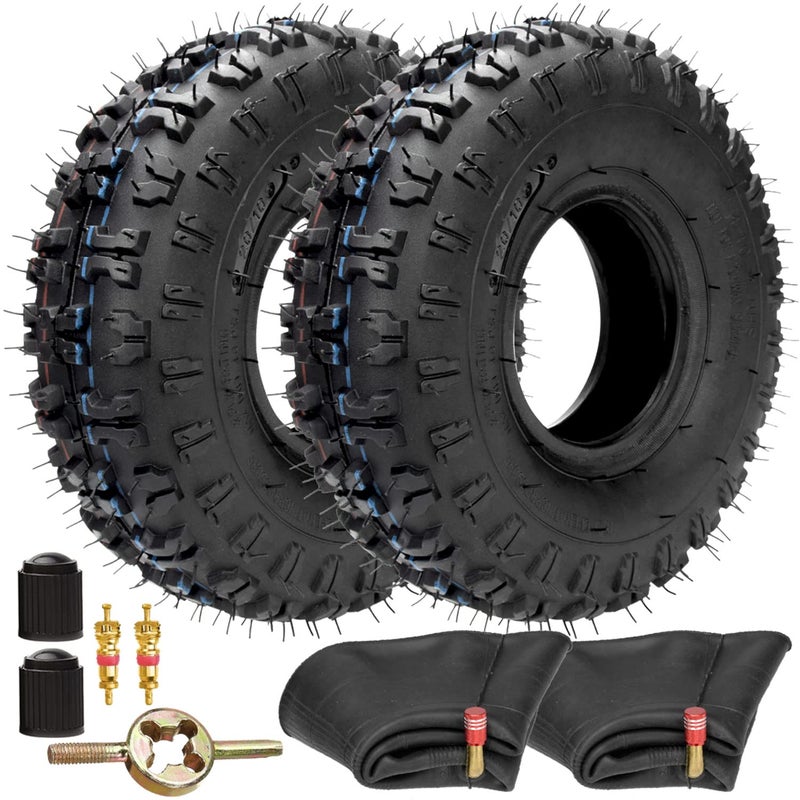 FVRITO 2 Pack of 4.10-4 410-4 4.10/3.50-4 Tire with Inner Tube for Lawn Mowers Garden Rototiller Snow Blower Mowers Hand Truck Wheelbarrow Go Cart Kid ATV - Image 1